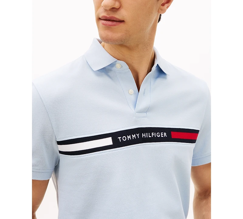 Tommy Hilfiger Men's Short Sleeve Embroidered Chest Stripe Polo Shirt