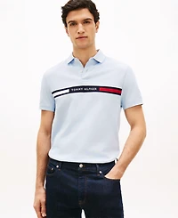 Tommy Hilfiger Men's Short Sleeve Embroidered Chest Stripe Polo Shirt