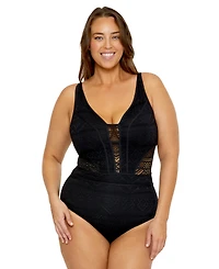 Becca Etc Plus Color Play Tummy-Control One-Piece Swimsuit