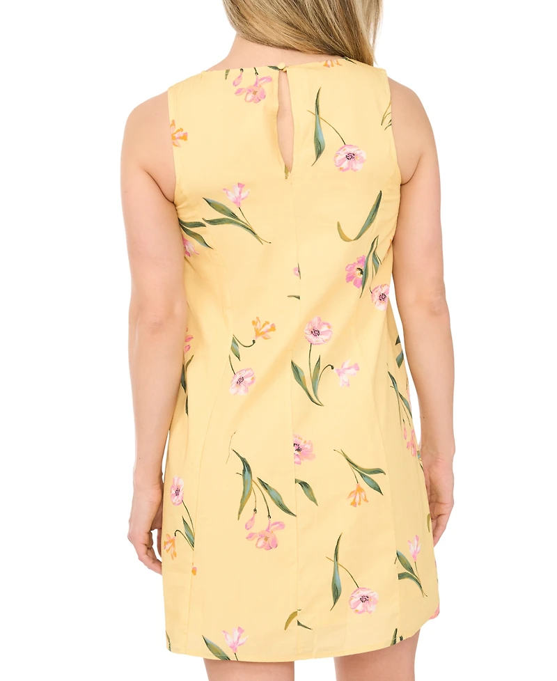 Msk Petite Printed Round Neck Dress