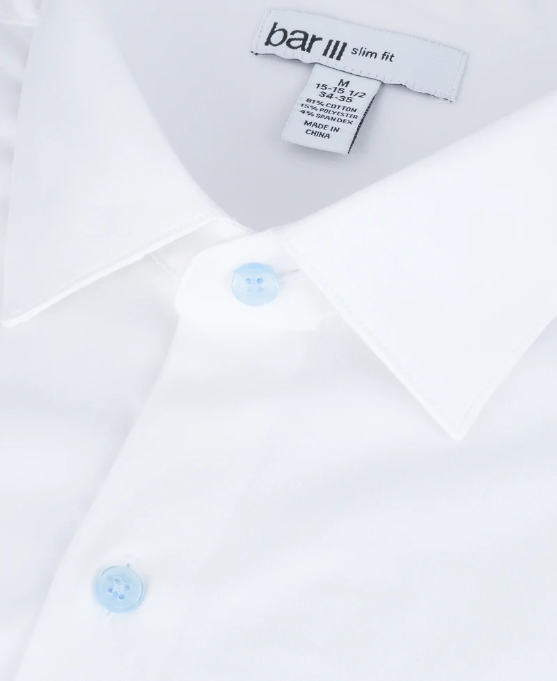 Bar Iii Men's Sateen Solid Contrast Buttons Dress Shirt, Macy's Exclusive