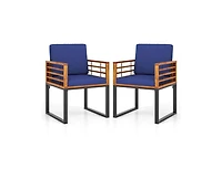 Slickblue Outdoor Acacia Wood Dining Chair Set with Comfortable Cushions