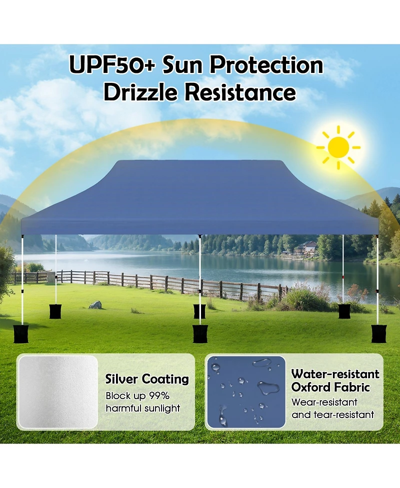 Mecale 10x20 ft Foldable Pop-Up Canopy Tent with Carry Bag for Outdoor Use