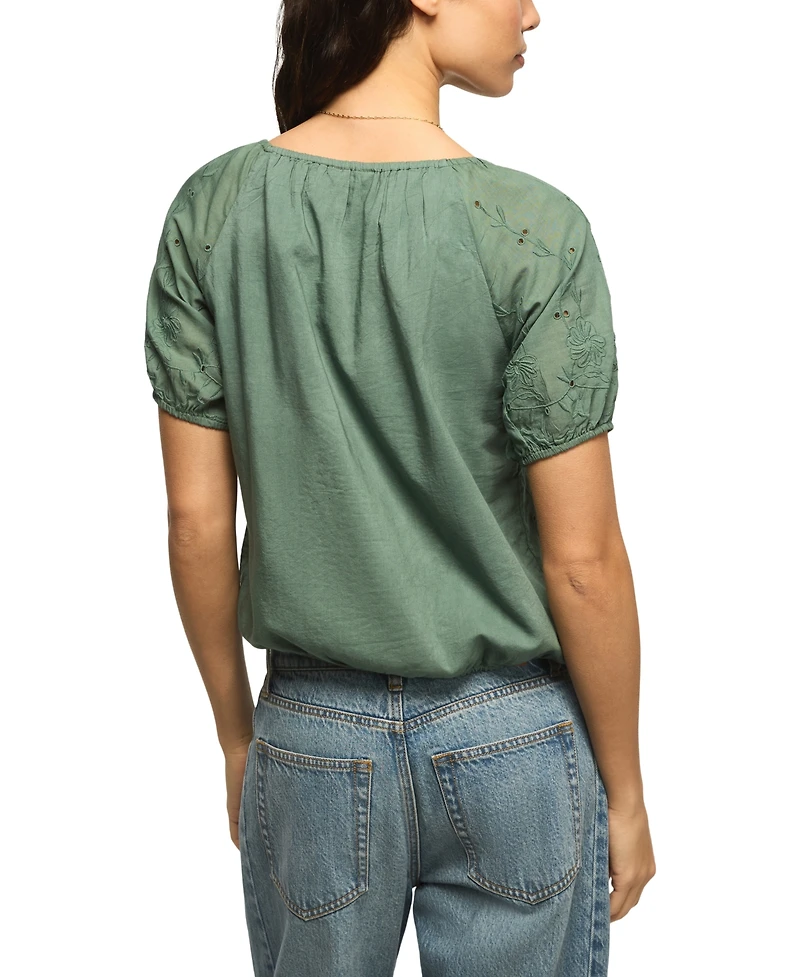 Lucky Brand Woman's Short-Sleeve Bubble Top