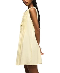 Lucky Brand Women's Pleated Tie Neck Mini Dress