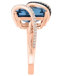 Effy Collection London Blue Topaz (5-7/8 ct. t.w.), White Diamond (0.01 ct. t.w.) and Blue Diamond (1/10 ct. t.w.) Ring in 14k Rose Gold