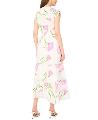 CeCe Women's V-Neck Tie Waist Maxi Dress