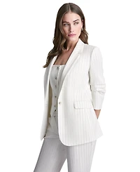 Dkny Petite Pinstripe Notch Collar Jacket
