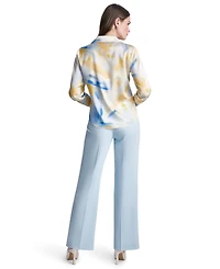 Dkny Petite Printed Long-Sleeve Blouse