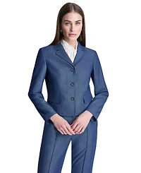 Dkny Petite Dressy Denim Notch Collar Cropped Jacket