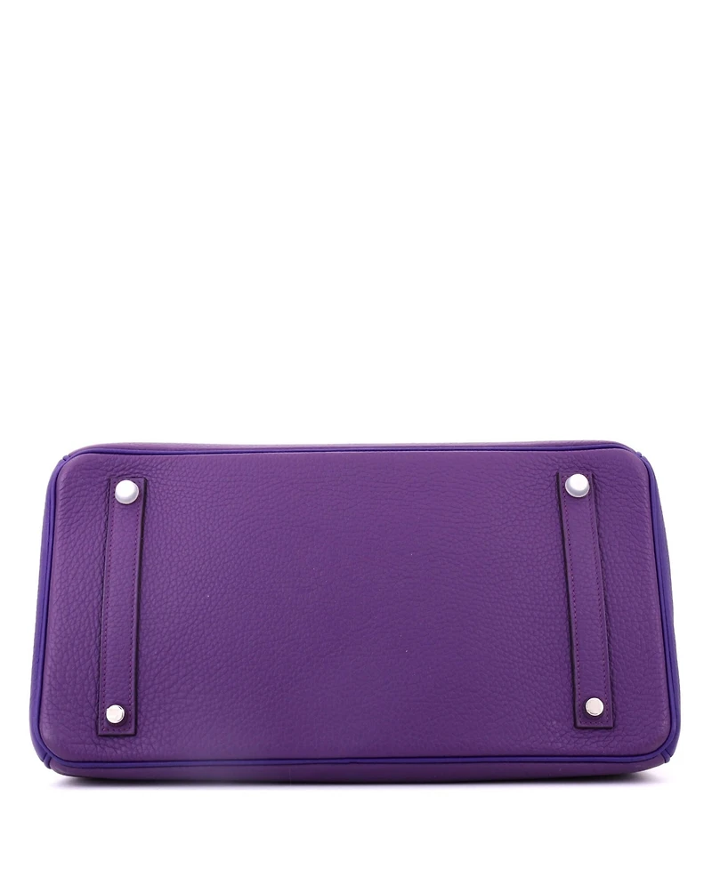 Pre-Owned HERMES Birkin 35 Handbag Bicolor Clemence with Palladium Hardware