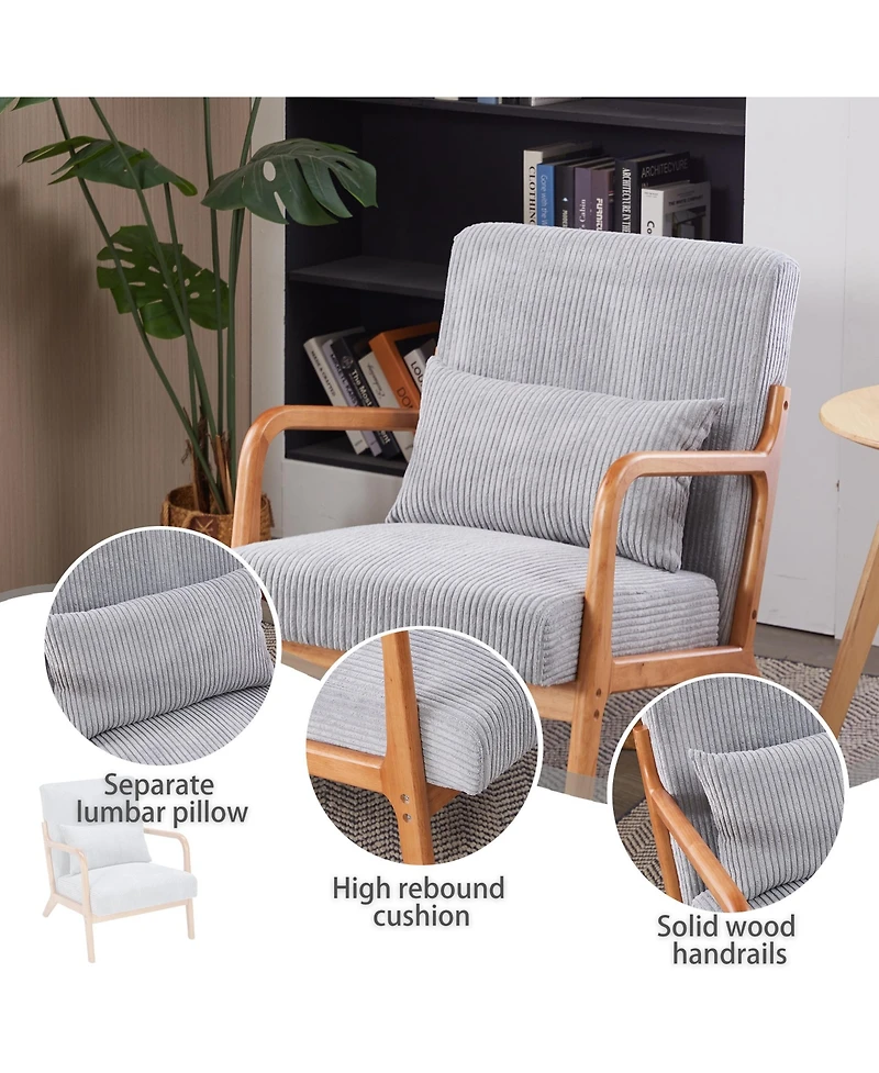 sumyeg Mid-Century Modern Chair with Pillow Upholstered and Solid Wood Frame