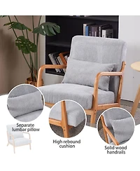 sumyeg Mid-Century Modern Chair with Pillow Upholstered and Solid Wood Frame