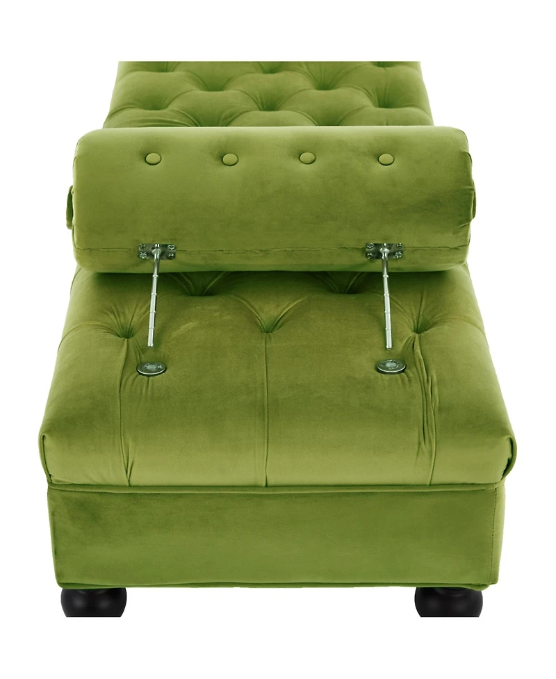 Rainsken Modern Velvet Ottoman Bench, Comfy Upholstered Footstool with 2 Detachable Pillows, Bedroom End of Bed Bench for Living Room, Entryway