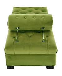 Rainsken Modern Velvet Ottoman Bench, Comfy Upholstered Footstool with 2 Detachable Pillows, Bedroom End of Bed Bench for Living Room, Entryway