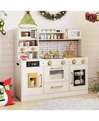 Mecale Pretend Toy Kitchen Set with Stove & Water Dispenser for Role-Playing Fun