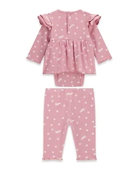 Guess Baby Girls' Stretch Rib Long-Sleeve Bodysuit and Pant, 2-Piece Set