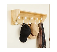 Yigii Lightweight Hardwood Coat Rack with 5 Hooks for Entryways