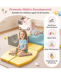 Mecale 10-Piece Soft Foam Climbing Blocks for Toddlers, Pu Leather Covers