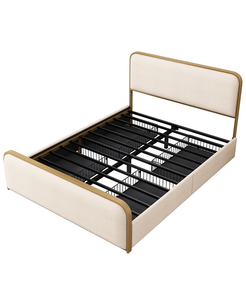 Streamdale Furniture Modern Metal Bed Frame with 4 Storage Drawers