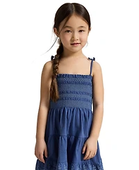 Polo Ralph Lauren Girls' 2T-6X Smocked Eyelet Cotton Jersey Dress