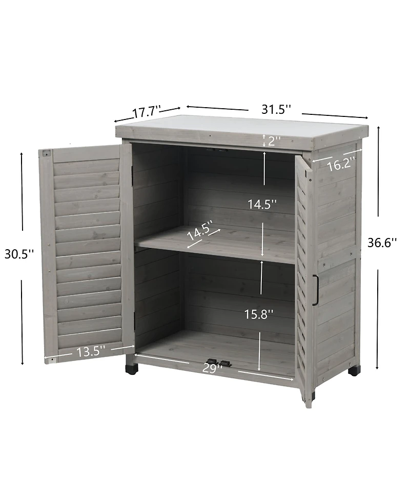 Clihome 31.5x17x36" Potting Bench with Storage Cabinet and Metal Tabletop
