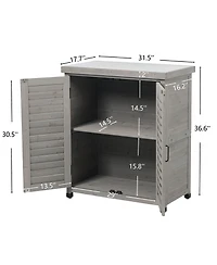 Clihome 31.5x17x36" Potting Bench with Storage Cabinet and Metal Tabletop