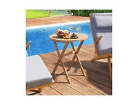 Slickblue Patio Side Table with Slatted Top and Sturdy X-Shape Structure