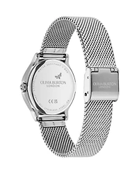 Olivia Burton Women's Ob Classic Bee Silver Tone Stainless Steel Mesh Bracelet Watch, 29.8mm