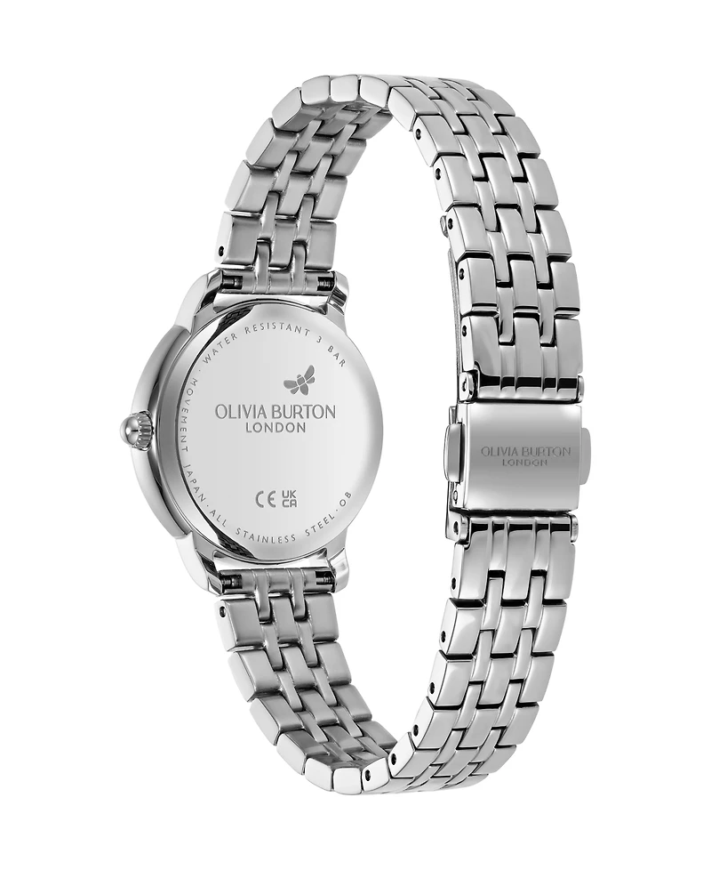 Olivia Burton Women's Westbourne Silver Tone Stainless Steel Bracelet Watch, 30mm
