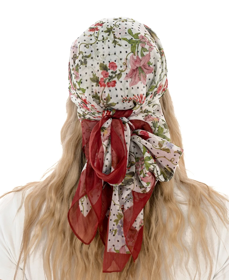 Marcus Adler Satin Floral Polka Dot Square Scarf