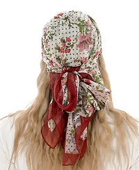 Marcus Adler Satin Floral Polka Dot Square Scarf