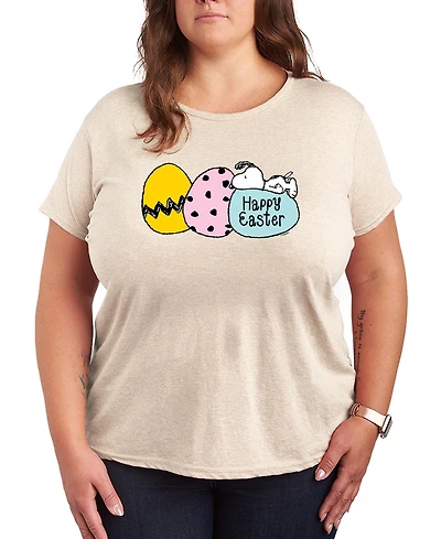 Hybrid Apparel Plus Peanuts Snoopy Happy Easter Eggs Short-Sleeve Graphic T-Shirt