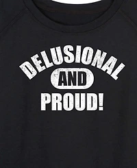 Hybrid Apparel Plus Instant Message Delusional and Proud French Terry Long-Sleeve T-shirt