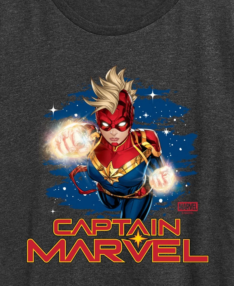 Hybrid Apparel Plus Captain Marvel Space Logo Short-Sleeve Graphic T-Shirt