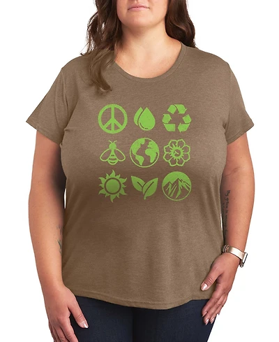 Hybrid Apparel Plus Instant Message Earth Day Grid Short-Sleeve Graphic T-Shirt