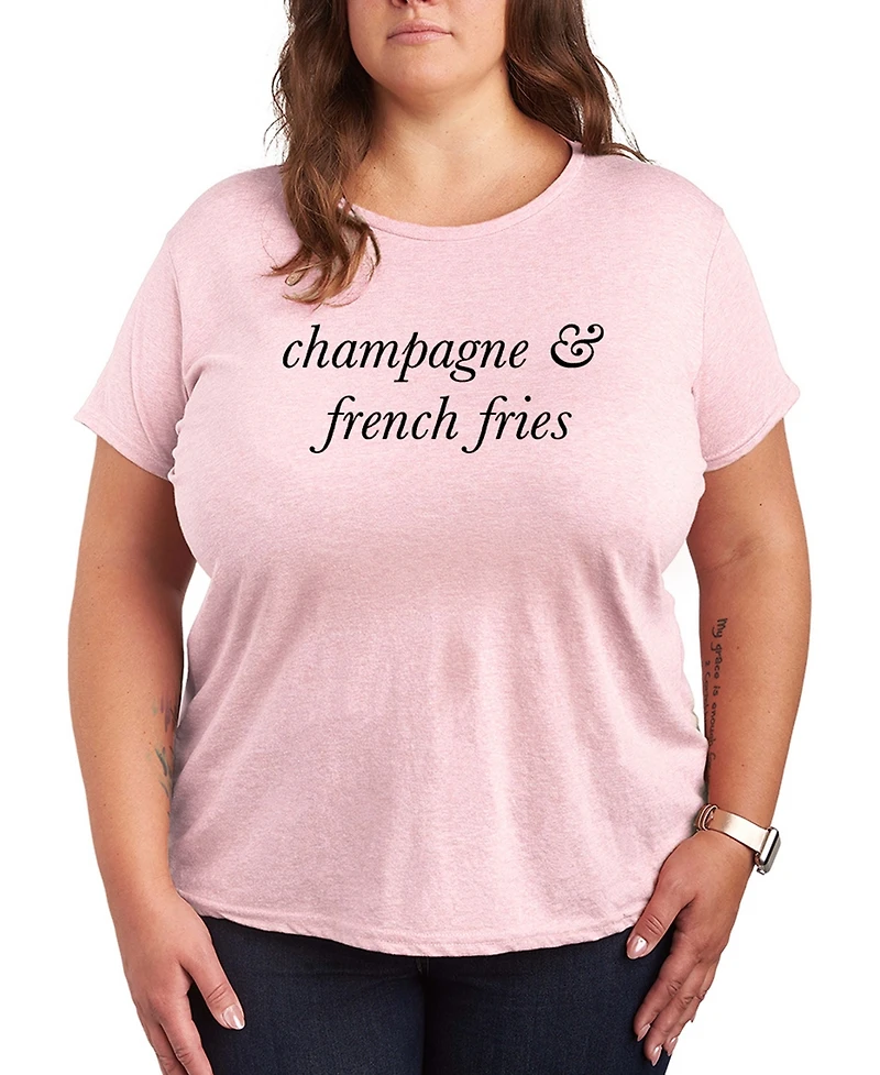 Hybrid Apparel Plus Instant Message Champagne and French Fries Short-Sleeve Graphic T-Shirt