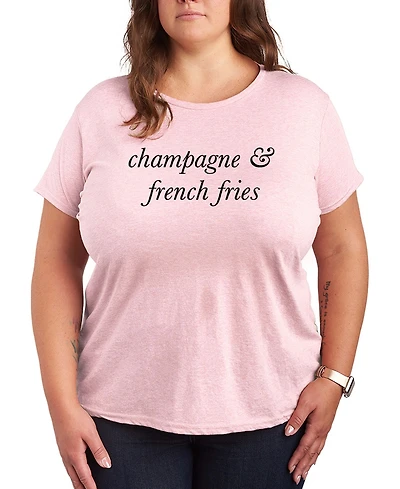 Hybrid Apparel Plus Instant Message Champagne and French Fries Short-Sleeve Graphic T-Shirt