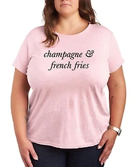 Hybrid Apparel Plus Instant Message Champagne and French Fries Short-Sleeve Graphic T-Shirt