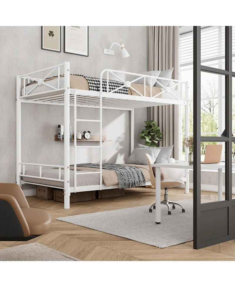 gaomon Metal Bunk Bed Twin Over Twin, Industrial Bunkbeds Heavy Duty with Safety Guard Rails Space-Saving Design, Steel for School, Bedroom