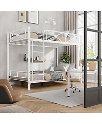 gaomon Metal Bunk Bed Twin Over Twin, Industrial Bunkbeds Heavy Duty with Safety Guard Rails Space-Saving Design, Steel for School, Bedroom