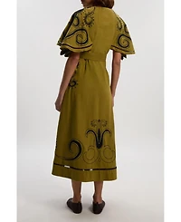 Karen Millen Women's Baroque Cape Sleeve Midi Dress