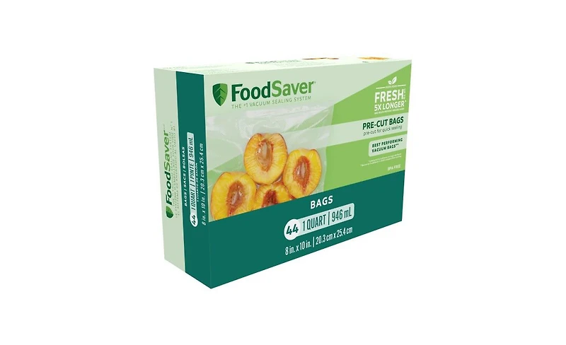 FoodSaver Quart Pre-Cut Vacuum Seal Bags, 44-Count, Pack of 2
