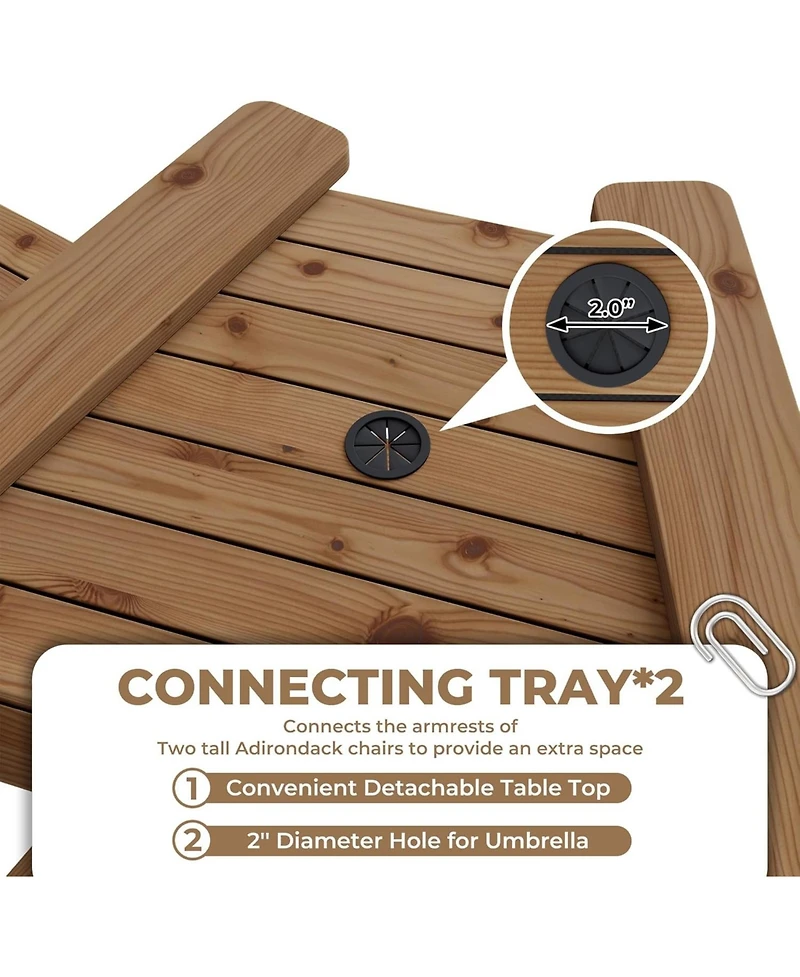 gaomon Outdoor Tall Adirondack Barstools with Connecting Tray, Hdpe Patio High Back Chairs