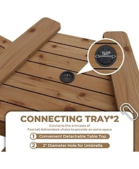 gaomon Outdoor Tall Adirondack Barstools with Connecting Tray, Hdpe Patio High Back Chairs