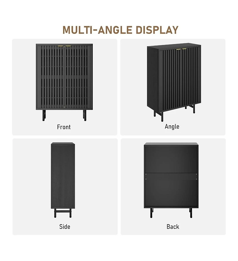 gaomon 6-Tier Shoe Cabinet with Doors, Wooden Shoe Storage Cabinet Organizer, Louvered Doors, Freestanding Narrow Entryway & Hallway Shoe Rack