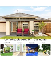 gaomon 3 Piece Outdoor Wicker Patio Set with 360° Swivel Rocking Chairs and Armored Glass Side Table”