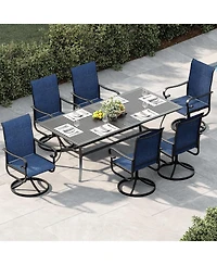 gaomon Patio 360°Swivel Chairs Set of 2 Outdoor Rocking Dining Chairs with All-Weather Textilene Fabric, Deck Rocker Seat with High Back for Back