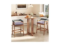 Slickblue 39 Inch Patio Acacia Wood Bar Height Table with Slatted Design