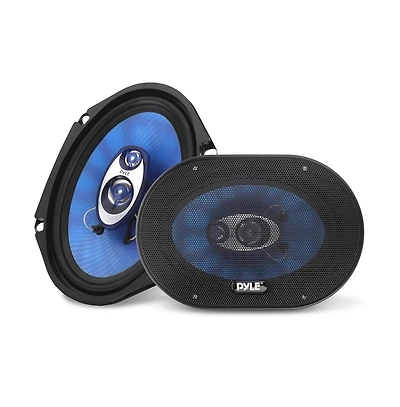 Pyle 6” x 8” Car Sound Speakers - Pyle PL683BL 3-Way 360 Watts Poly Cone, 4 Ohm, 70-20kHz, Butyl Rubber Surround